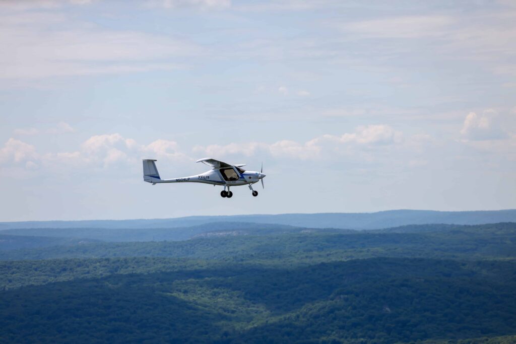 Pipistrel Velis Electro Light Sport Aircraft In Flight